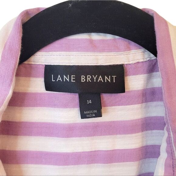 Lane Bryant Women's Lilac And White Stripe Blouse Size 14 - Picture 3 of 6